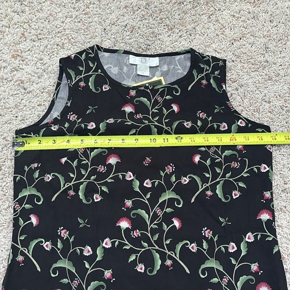 100% SILK Top Threads Sportswear Resort Wear Tank Black w/ Floral Pattern Small - Picture 10 of 12